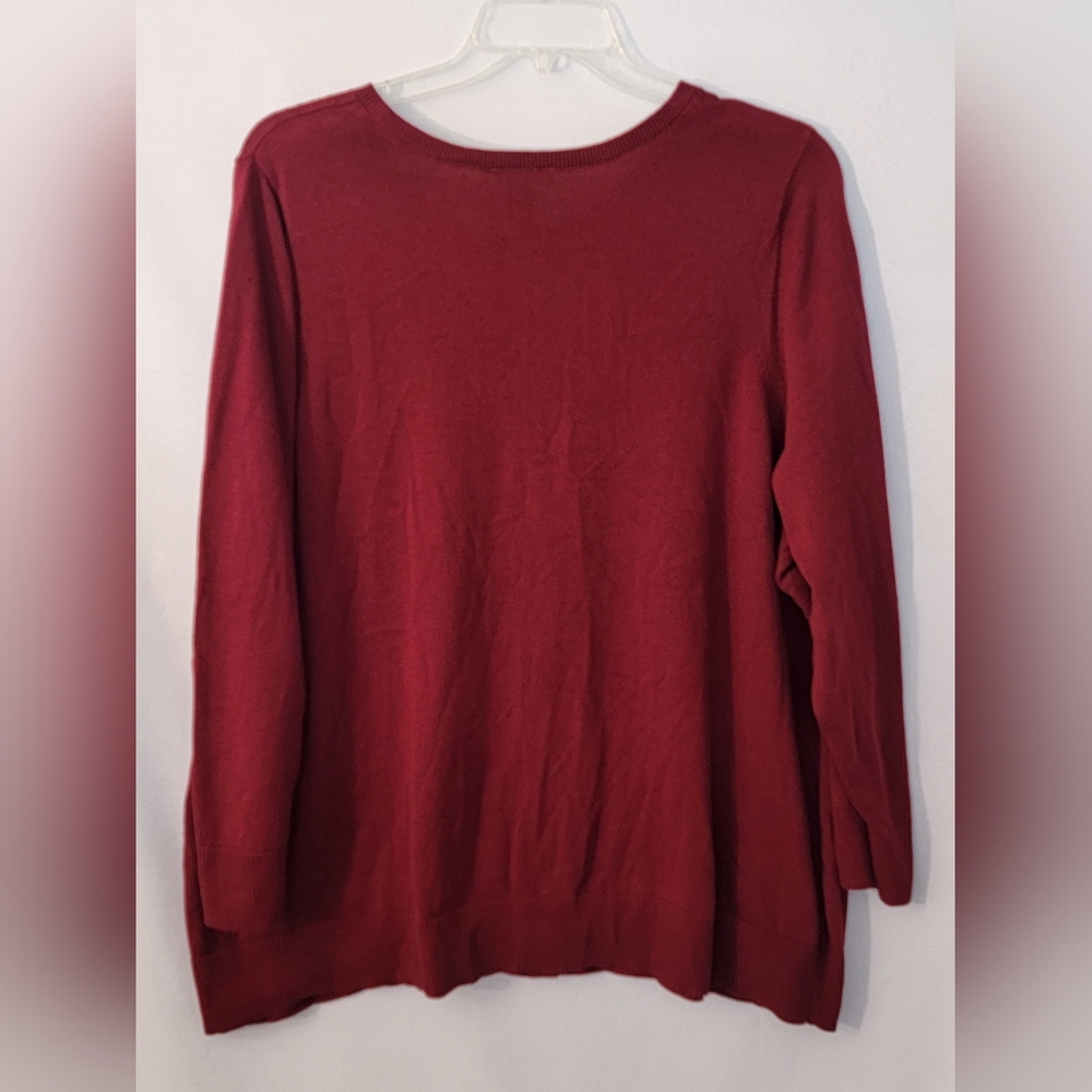 NWT Catherines Deep Burgandy Red Cardigan Sweater Size 3X - Picture 8 of 8